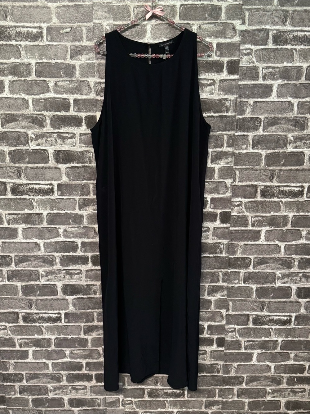 NWT Eileen Fisher round neck maxi dress black sleeveless